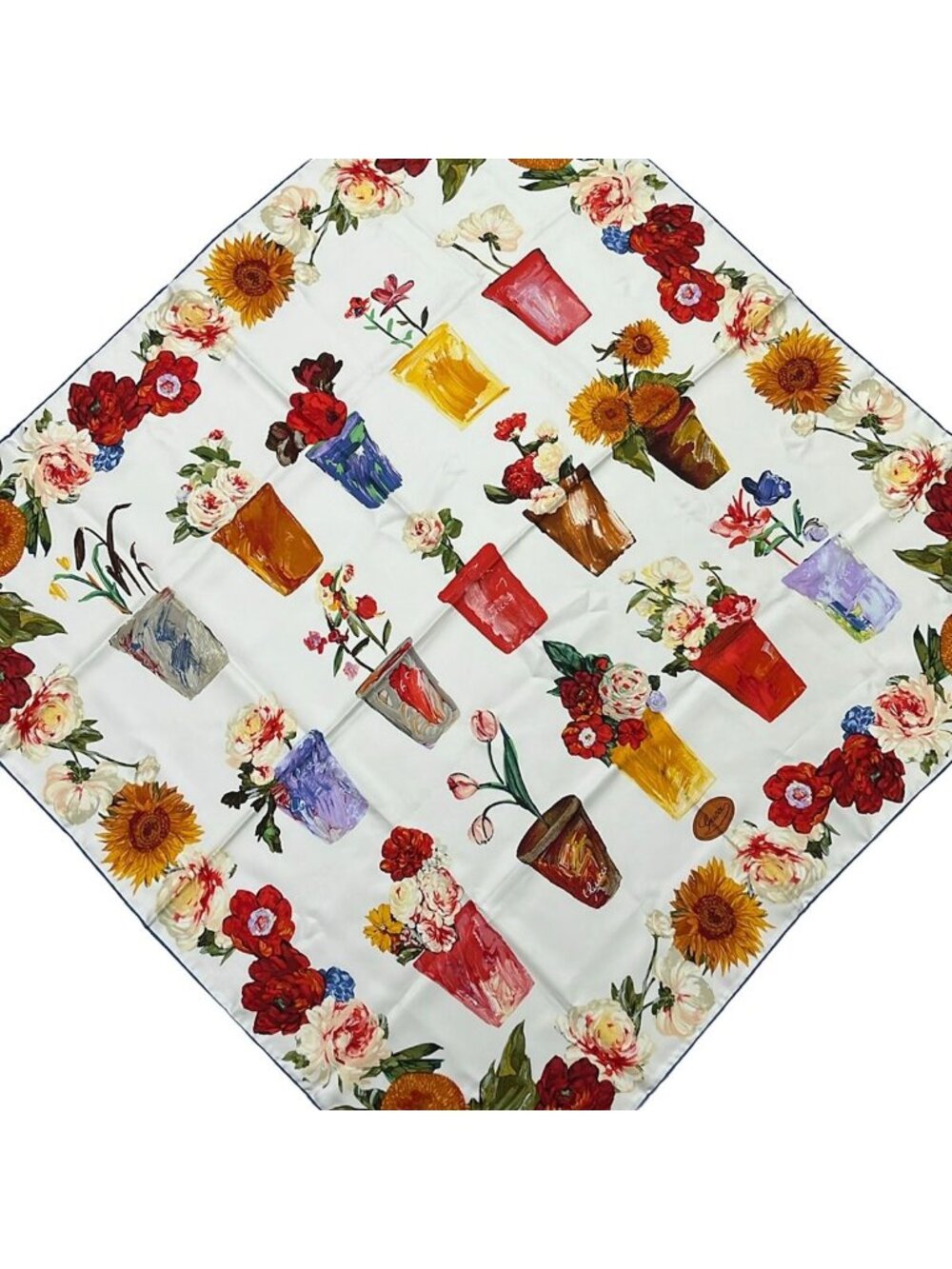 Gucci Scarf White Red Multi Floral Pattern